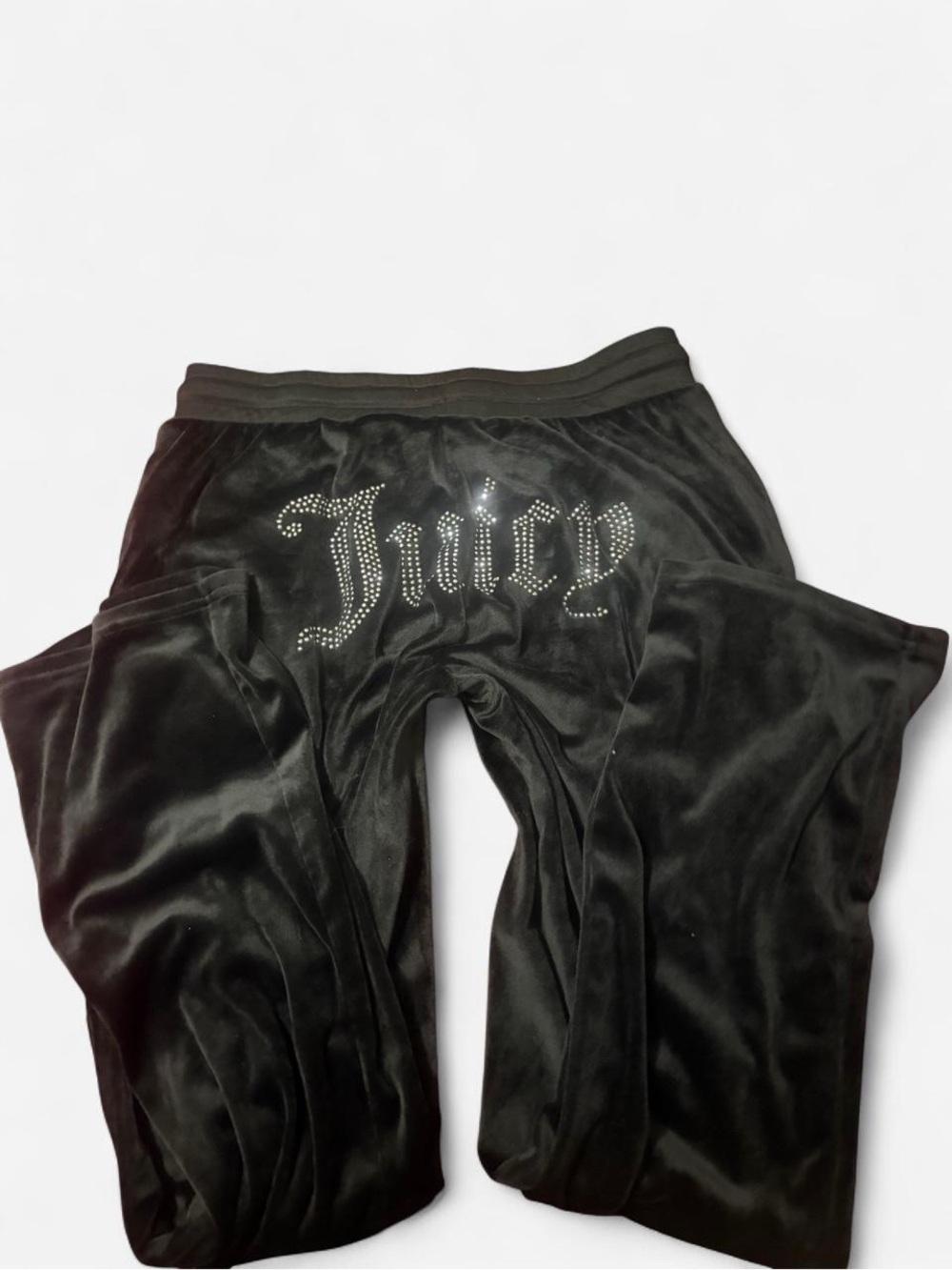 Juicy Couture Black Velour Rhinestone Logo Track Pants